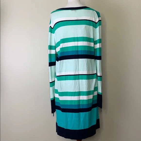 MICHAEL KORS Tile Blue Striped V-Neck Knit Dress - Picture 8 of 13
